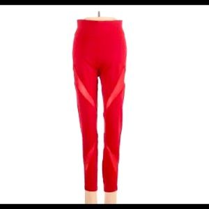 Michi sheer body contour leggings. Cherry red
